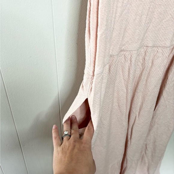 DRA light pink sleeveless tiered midi dress cotton breathable natural size S - Picture 5 of 6